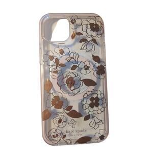 Kate Spade Defensive Hardshell Case iPhone 14 Plus Gold Floral EUC